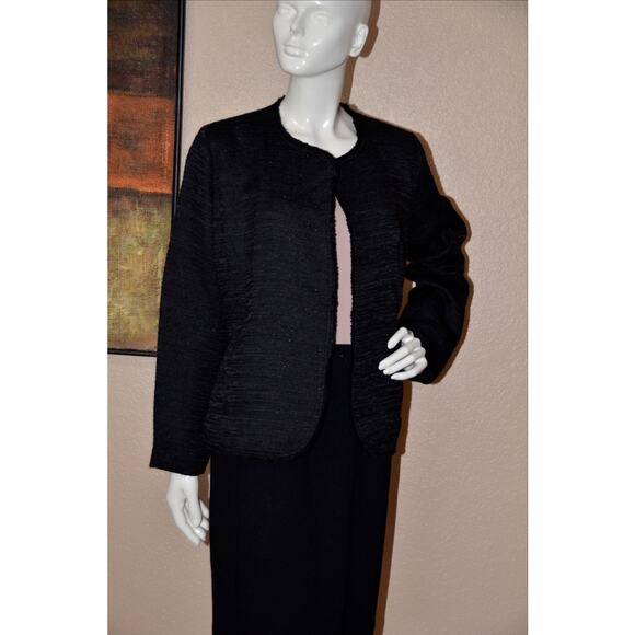 EILEEN FISHER - BLACK SHIMMER TWEED DESIGNER JACKET/BLAZER SIZE M NEW!!! - Picture 4 of 6